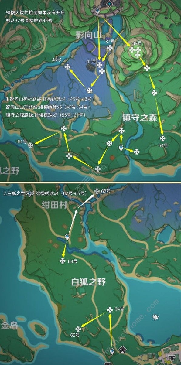 原神4.3绯樱绣球采集路线大全 新版本绯樱绣球收集位置一览图片4