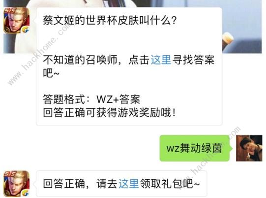 蔡文姬的世界杯皮肤叫什么？ 王者荣耀5月30日每日一题答案图片1